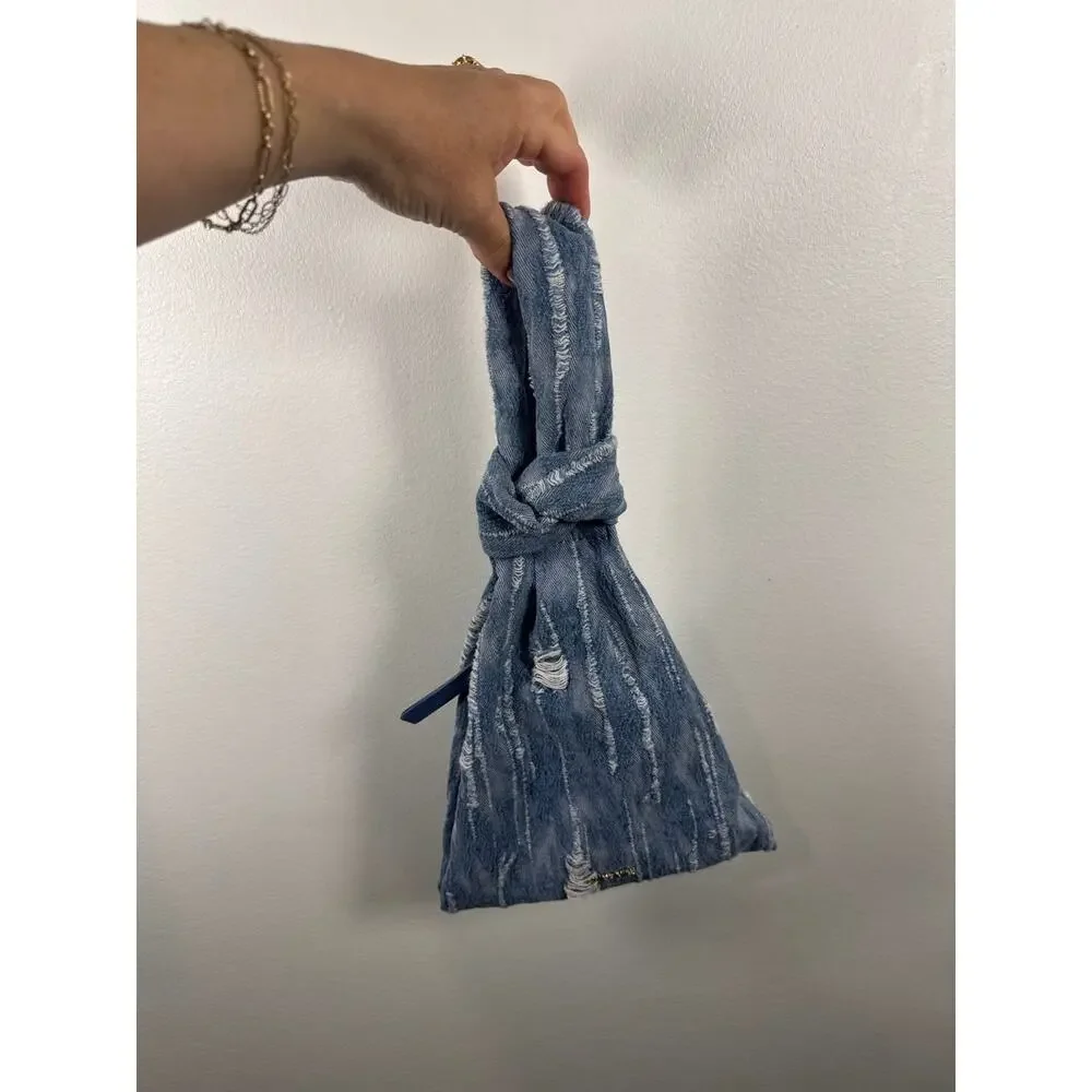 Dolce Vita Distressed Denim Knot Wristlet Pouch, OS